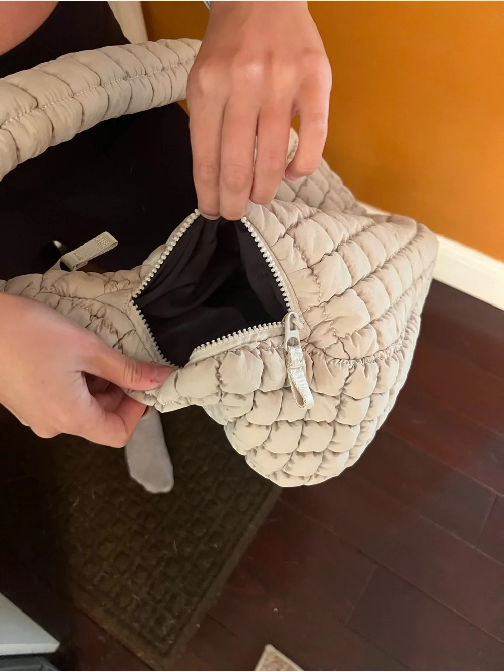 Flex brand quilted Hobo Shoulder Bag — taupe